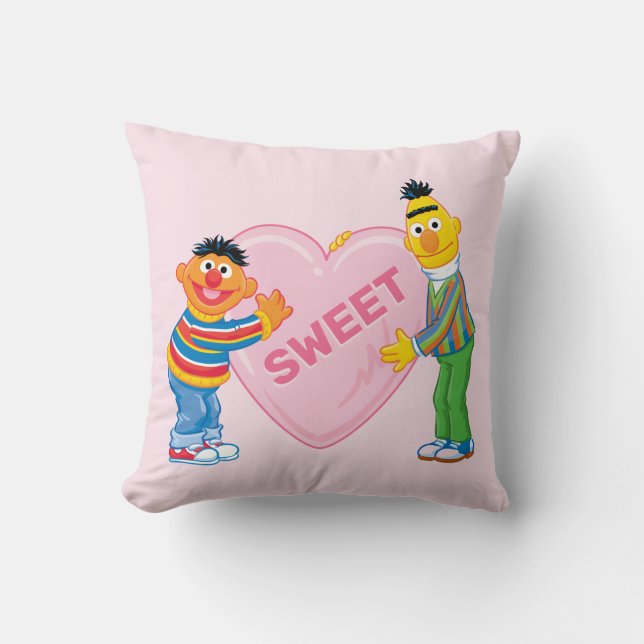 Cojín Decorativo Ernie y Bert corazón grande de San Valentín (Anverso)