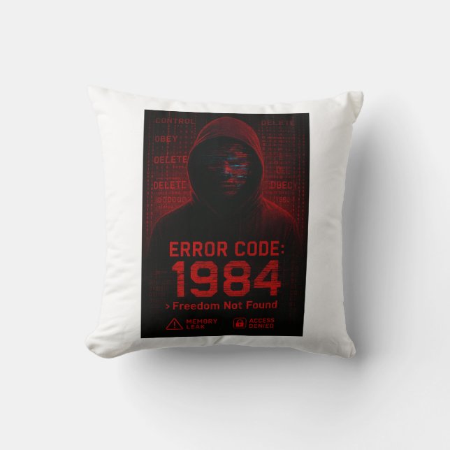 Cojín Decorativo Error Code – Freedom Not Found Dystopian (Anverso)