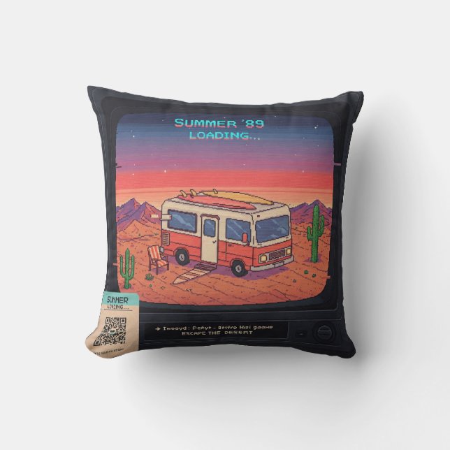 Cojín Decorativo Error de verano retro 404 camiseta | Glitch Art (Anverso)