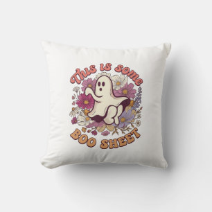 Cojín Decorativo Es Alguna Hoja de Boo Fantasma Flores Retro_1