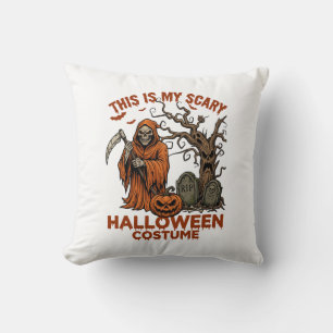 Cojín Decorativo Es Disfraz de Halloween Espantoso Naranja Reaper C