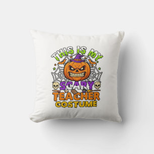 Cojín Decorativo Es Disfraz De Maestro De Halloween Calabaza Bruja