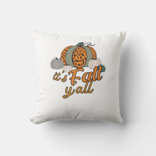 Cojín Decorativo Es Fall Y'all, Funny Pumpkins Leopard Pattern