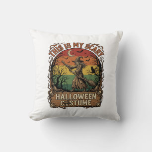 Cojín Decorativo Es Gato De Escoba De Bruja De Disfraz De Halloween