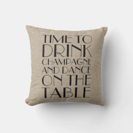 Cojín Decorativo Es hora de beber champagne Burlap Pillow