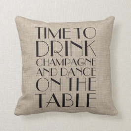 Cojín Decorativo Es hora de beber champagne Burlap Pillow