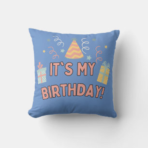Cojín Decorativo Es mi celebración de regalo de gorra de cumpleaños