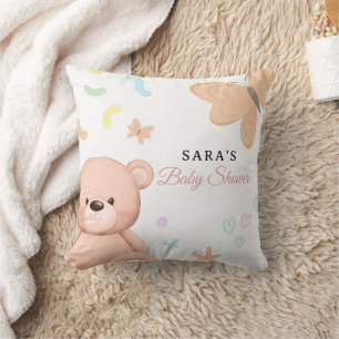 Cojín Decorativo Es un Chica de Teddy Bear Personalizado de Baby Sh