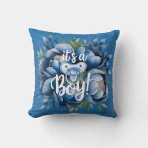 Cojín Decorativo ¡Es un Niño! Chupete y Peonías Regalo para Baby Sh