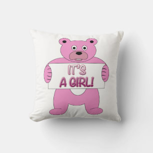Cojín Decorativo Es un oso rosa Chica