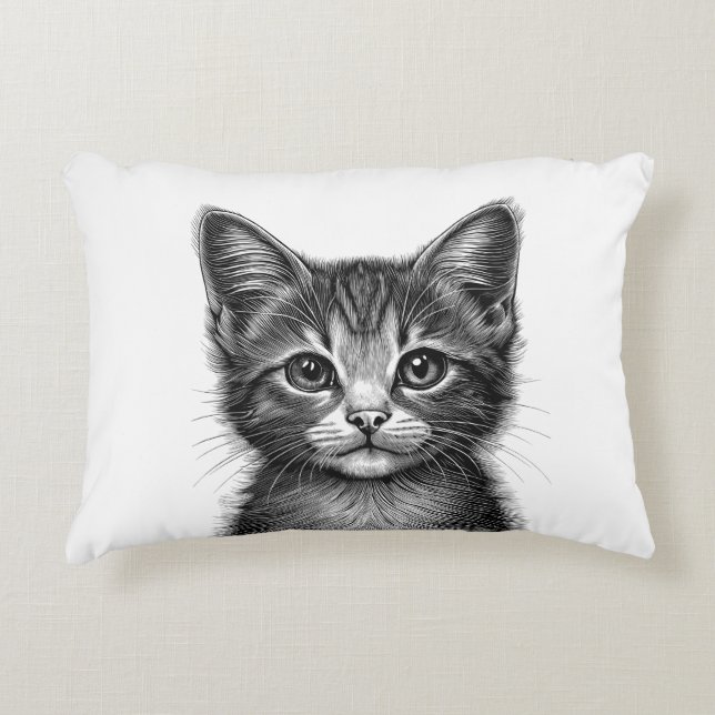 Cojín Decorativo Esbozo adorable de gato joven (Anverso)