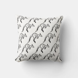 Cojín Decorativo Esbozo de canguro en blanco y negro