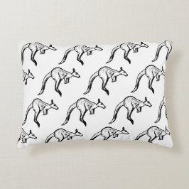 Cojín Decorativo Esbozo de canguro en blanco y negro