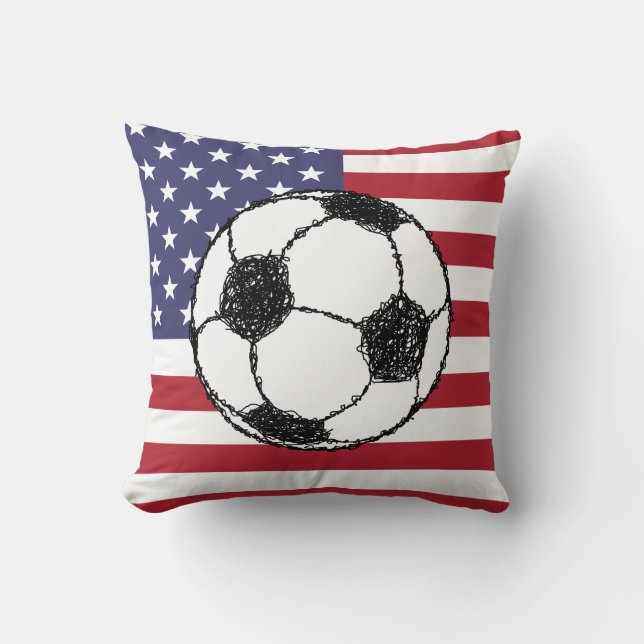 Cojín Decorativo Esbozo de fútbol de Estados Unidos (Anverso)