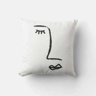 Cojín Decorativo Esbozo de la cara pintada con un pincel de acuarel