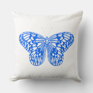 Cojín Decorativo Esbozo de mariposa, azul cobalto
