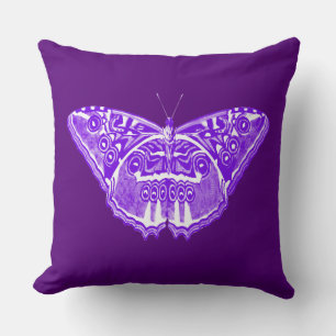 Cojín Decorativo Esbozo de mariposa, lavanda y púrpura