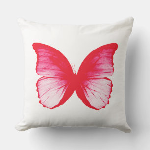 Cojín Decorativo Esbozo de mariposa, rojo rosa