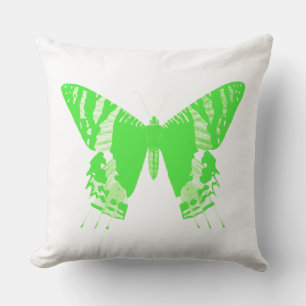 Cojín Decorativo Esbozo de mariposa, verde lima