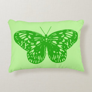 Cojín Decorativo Esbozo de mariposa, verde lima