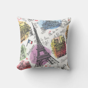 Cojín Decorativo Esbozo de moda elegante de París Francia