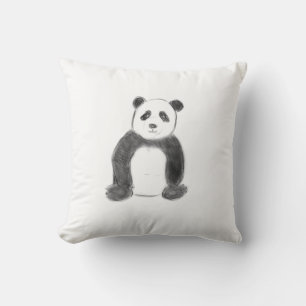 Cojín Decorativo Esbozo de panda blanco y negro