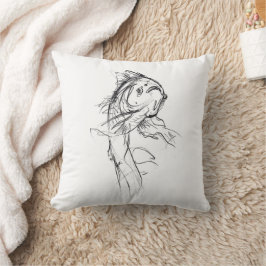 Cojín Decorativo Esbozo de resumen elegante de peces de Koi