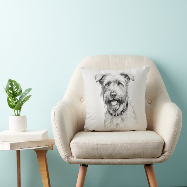 Cojín Decorativo Esbozo del retrato de Schnauzer (Silla)