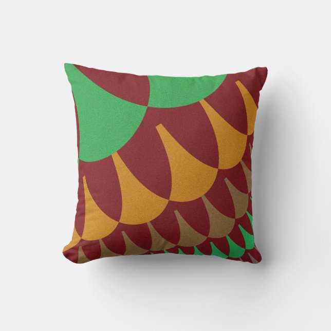 Cojín Decorativo Escala verde y borgoña (Anverso)