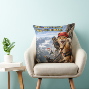 Cojín Decorativo Escalada en montaña personalizado feliz cumpleaños