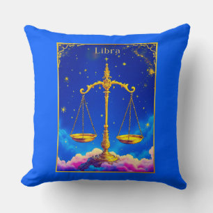 Cojín Decorativo Escalas del Zodiaco Libra en un Cielo Lleno de Est