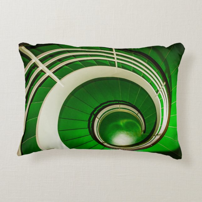 Cojín Decorativo Escalera circular verde (Reverso)