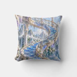 Cojín Decorativo Escalera de Cristal de Wisteria Azul Lago de Monta