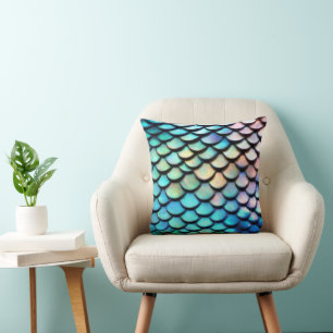 Cojín Decorativo Escama de pez sirena mágica brillante