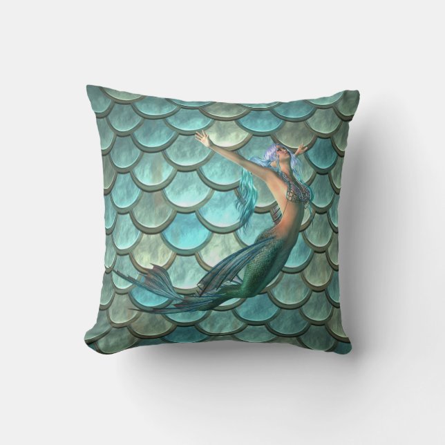 Cojín Decorativo Escamas de cola de sirena (Anverso)