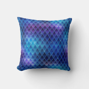 Cojín Decorativo Escamas de dragón con destellos azules y plateados