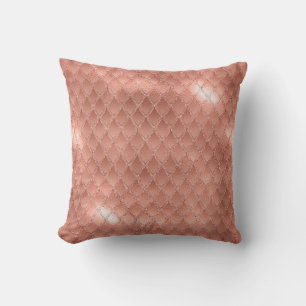 Cojín Decorativo Escamas de Dragón con Purpurina Dorada Rosa Brilla