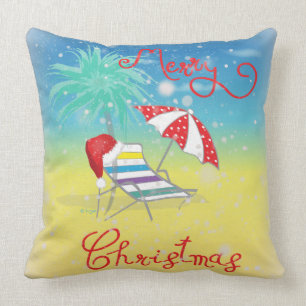 Cojín Decorativo Escamas de la nieve del gorra de Santa del navidad