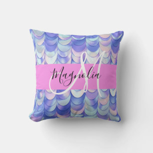 Cojín Decorativo Escamas de sirena azules iridiscentes glamurosas c