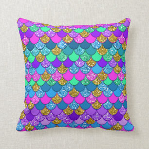 Cojín Decorativo Escamas de Sirena Multicolores Brillantes