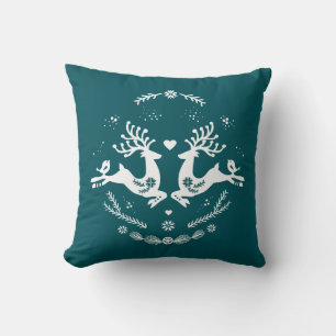 Cojín Decorativo Escándalo festivo Verde azulado Navidad blanco ven