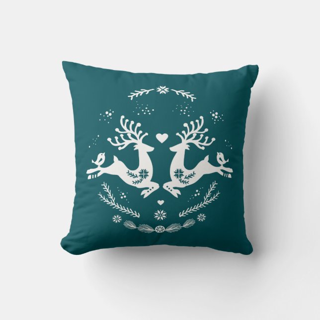 Cojín Decorativo Escándalo festivo Verde azulado Navidad blanco ven (Anverso)