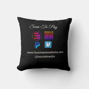 Cojín Decorativo escanear para pagar agregar logo código q r paypal