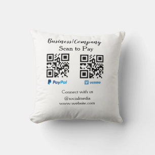Cojín Decorativo Escanear para pagar código q r paypal venmo agrega