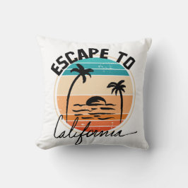 Cojín Decorativo Escape a California Color en la puesta de sol retr