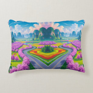 Cojín Decorativo "Escape de la ruta de primavera - Ventana panorámi