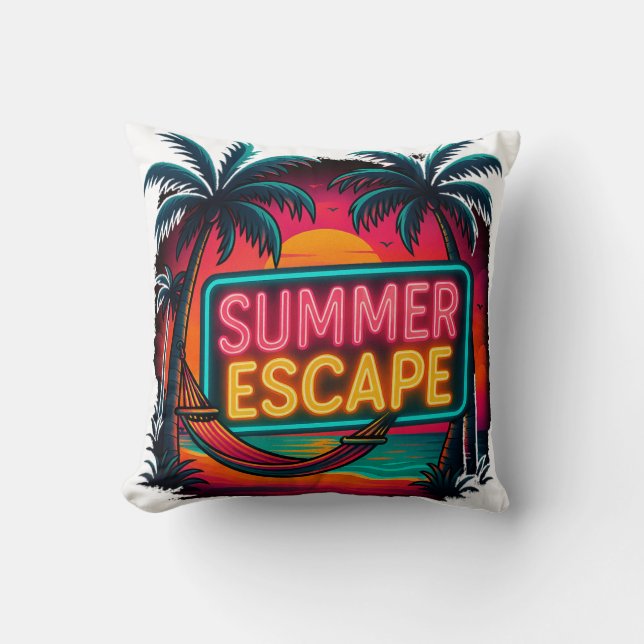 Cojín Decorativo Escape de verano interminable - Aventura Retro Sun (Anverso)