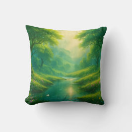 Cojín Decorativo Escape tranquilo - Paisaje de ríos y colinas