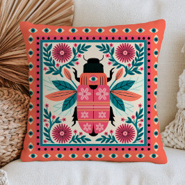 Cojín Decorativo Escarabajo de ojo maligno Arte popular floral Cott