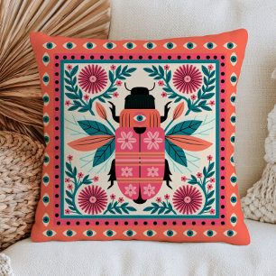 Cojín Decorativo Escarabajo de ojo maligno Arte popular floral Cott